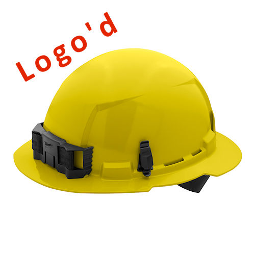 Product image for Milwaukee 48-73-1103-FISK Yellow Full Brim Hard Hat w/ 4pt Ratcheting Suspension, Type 1, Class E (Fisk Electric Logo'd)