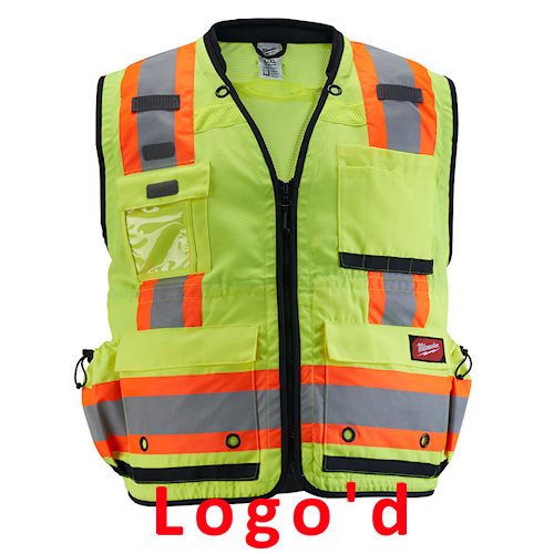 Product image for Milwaukee 48-73-5161-FISK Class 2 Surveyor's High Visibility Yellow Safety Vest - S/M (Fisk Electric Logo'd)