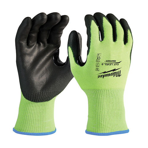Product image for Milwaukee 48-73-8923 High Visibility Polyurethane Dipped Gloves, ANSI Cut Level 2 - XLarge (1pr)