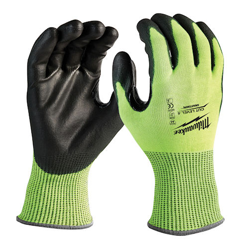 Milwaukee 48-73-8941 High Visibility Polyurethane Dipped Gloves, ANSI Cut Level 4 - Medium (1pr) Product image for Milwaukee 48-73-8941 High Visibility Polyurethane Dipped Gloves, ANSI Cut Level 4 - Medium (1pr)