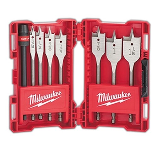 Product image for Milwaukee 49-22-0175 8-Piece Universal Quik-Lok&#8482; Flat Boring Bit Set