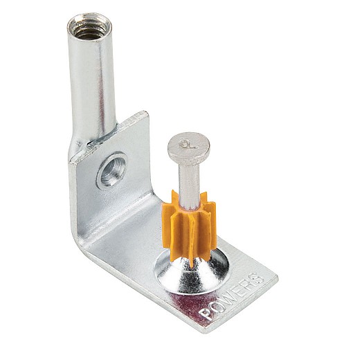 Product image for DeWalt / Powers 50378 0.300" Head Drive Pin w/ Post Nut Rod Hanger (UNC Thread), 1/4"-20 (Domed Right Angle Clip) Hanger Size, 1-1/4" Shank Length (100/Box)