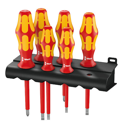 Product image for Wera 05006145001 160i/6 Kraftform Plus 6pc Insulated Screwdriver Set, w/ Storage Rack