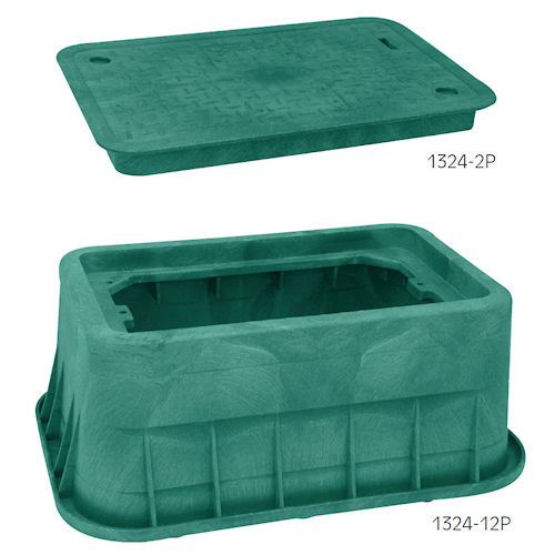 Product image for AEP KPA-1324-12P2PE2 HDPE Underground Utility Box, 13" x 24" x 12"H, No Logo, Green