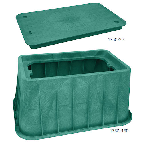 Product image for AEP KPA-1730-18P2PE2 17" x 30" x 18"H HDPE Underground Utility Box & Solid Cover w/ 'ELECTRIC' Logo, Green