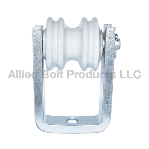 Product image for Allied Bolt 8475 Channel Bracket Clevis w/ ANSI 53-3 Porcelain Spool Insulator, Hot Dip Galvanized