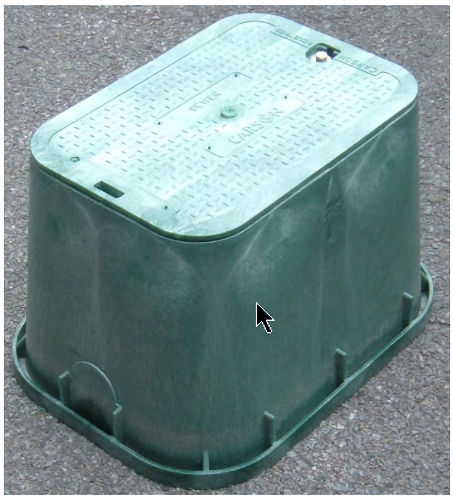 Product image for Oldcastle 14191015 (1419-12) Rectangular 14" x 19" x 12" Deep HDPE Spec Grade Flush Box & Cover, Green, w/ 'Sewer' Marking on the Lid