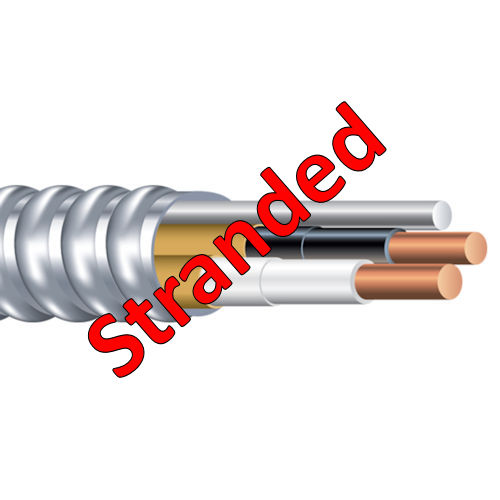 Product image for MC-A BX 6/3 Stranded Copper Conductor, Aluminum Armor Cable (Black,White,Red) (125ft Coil)