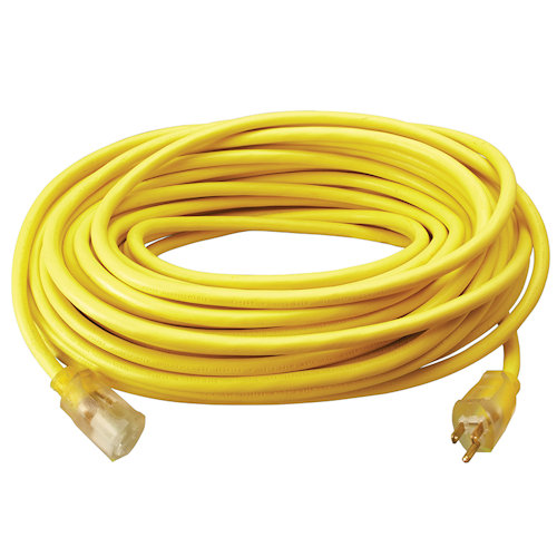 Product image for 12/3 SJTW 100ft Extension Cord, Yellow Jacketed (Southwire 2589SW0002)