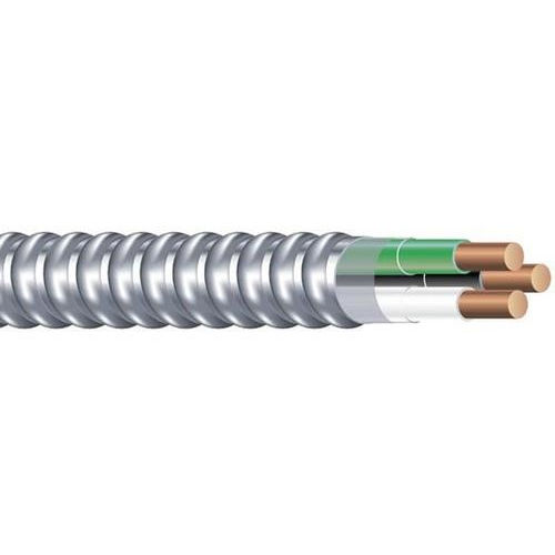 MC Cable 14 2 Solid Copper Black White W Ground Aluminum Armor 