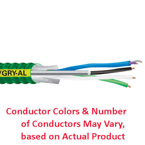 Product image for MC-PCS-HCF-A Power & Control/Signal Cable - Healthcare 12/2 Stranded (Black/White) / 16/2 Solid (Purple/Gray) w/ Ground, 120/208V, Aluminum Armor, 250ft Coil (59767301)