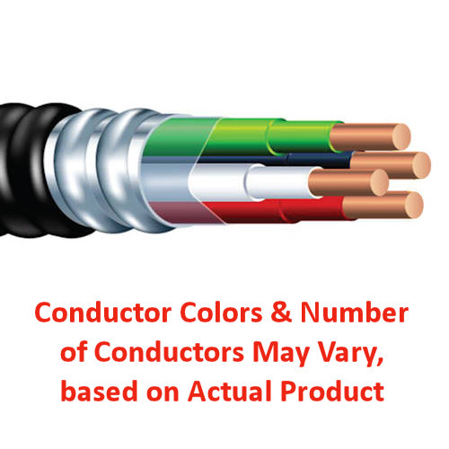 Product image for Southwire 61008403 MC-PVC-A 6/3 Stranded Copper (Black,White,Red) w/Ground, Aluminum Armor, 277/480V (500ft Reel)