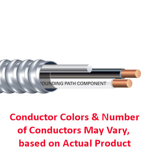 Product image for Southwire 55527302 MC-AP 14/3 Solid Copper (Black,White,Red) w/Ground, All-Purpose Aluminum Armor, 120/208V, Metal Clad Cable (1000ft Reel)