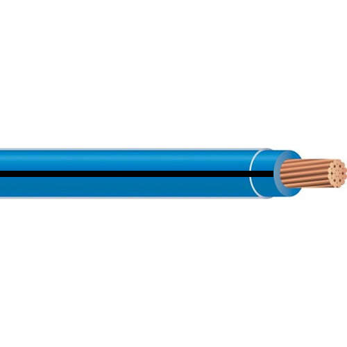 Product image for MTW #16 Stranded Copper BLUE w/BLACK Stripe Machine Tool Wire (500ft Spool)