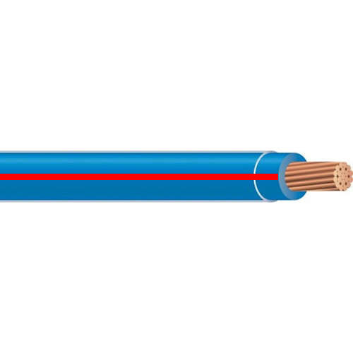 Product image for MTW #16 Stranded Copper BLUE w/RED Stripe Machine Tool Wire (500ft Spool)