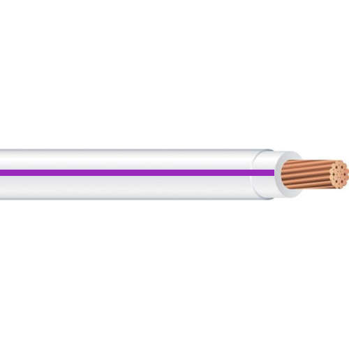 Product image for MTW #16 Stranded Copper WHITE w/PURPLE Stripe Machine Tool Wire (2500ft Reel)