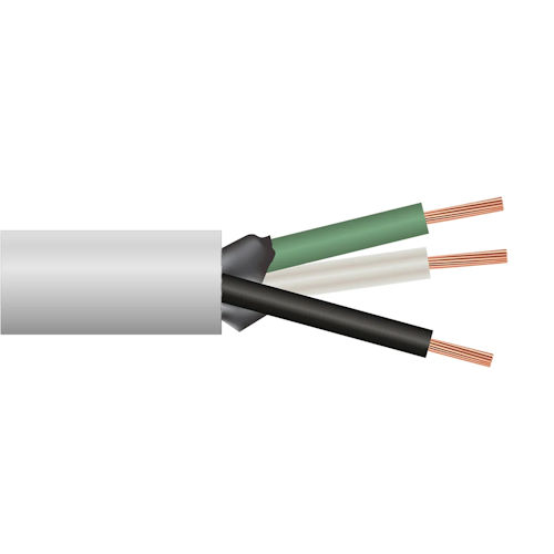 Product image for SEOOW 16/3 (Black/White/Green) Flexible Power Cord, Stranded Copper, 600V, WHITE Jacketed (Cut to Length)