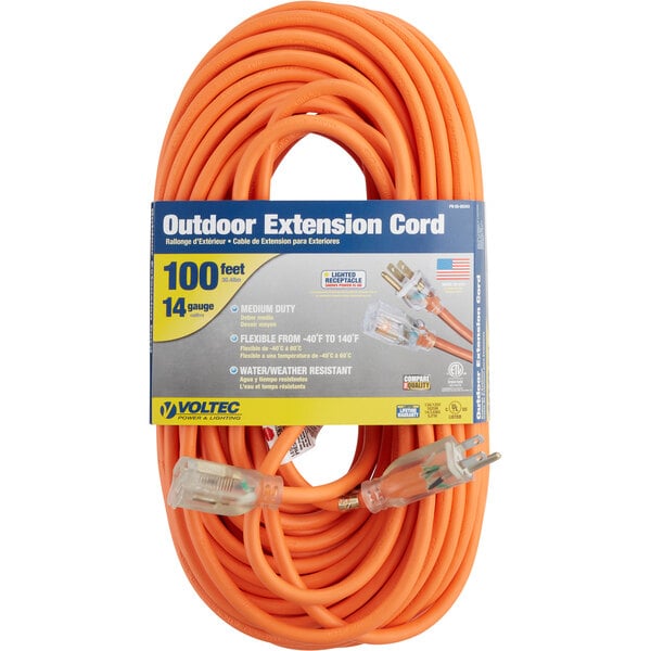 Product image for VPL 05-00343 14/3 SJTW ORANGE AND BLACK EXTENSION CORDS WITH LIGHTED ENDS