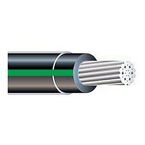 Product image for XHHW #6 Stranded BLACK w/GREEN Stripe Aluminum Wire (Master Reel)
