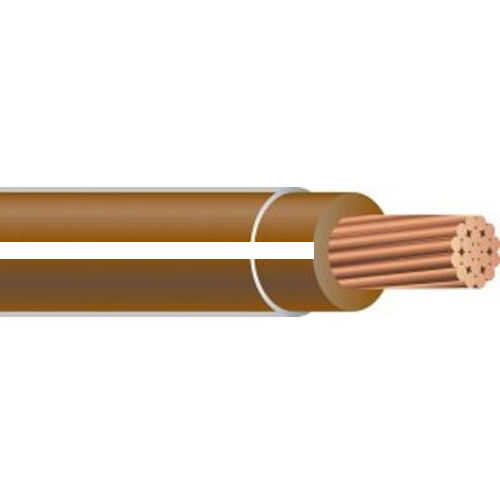 Product image for XHHW #12 Stranded BROWN w/ WHITE Stripe Copper Wire (500ft Coil)